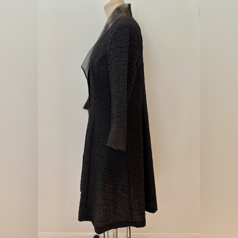 IC Collection Dress/Jacket NWOT Black Quilted 3/4 Sleeves Fit & Flare Button M - Picture 3 of 7